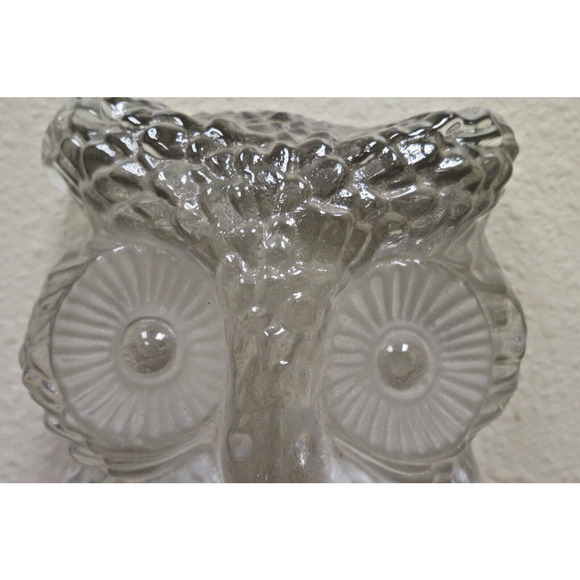 Vintage Viking Clear & Frosted Glass Owl Paperweight 5.5" Mid Century Modern MCM - Picture 2 of 6